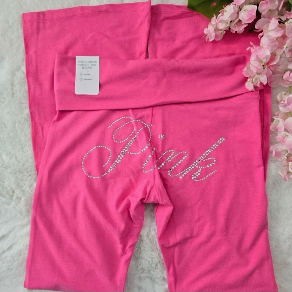 PINK Victoria's Secret Rhinestone
Foldover Flare Leggings